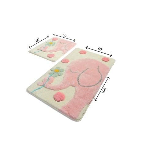 Set 2 covorase baie acril, Alessia Home, Buyuk Fil Pink