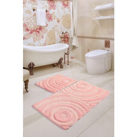 Set 2 covorase baie acril, Alessia Home, Wave Roz Pudra