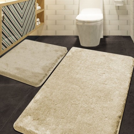 Set 2 covorase baie Alessia Home Havai Stone (Bej), moale si elegant
