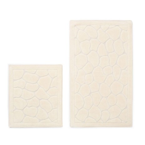 Set 2 covorase baie bumbac 100%, model piatra, Alanur Home, crem 132