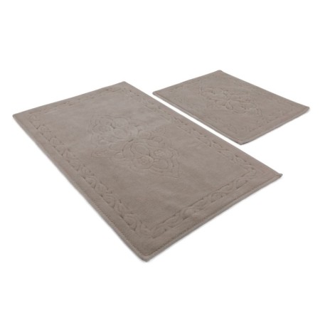 set 2 covorase baie bumbac Alessia Home Elite Mink antiderapante cu model in relief