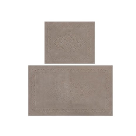 set 2 covorase baie bumbac Alessia Home Elite Mink antiderapante cu model in relief