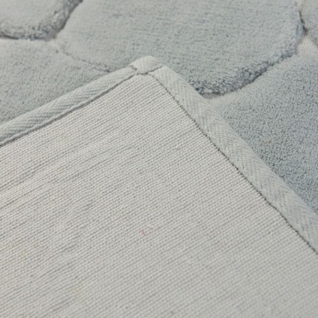 set 2 covorase baie bumbac Alessia Home Parma Grey cu model in relief si verso textil finisat