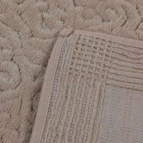 set 2 covorase baie bumbac Alessia Home Piante Bej cu model in relief si verso textil finisat