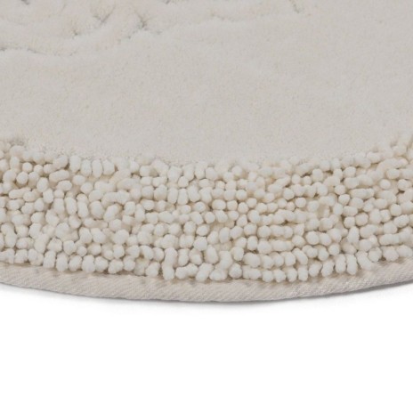 set 2 covorase baie ovale bumbac Alessia Home Piante Ecru cu model in relief si verso textil finisat