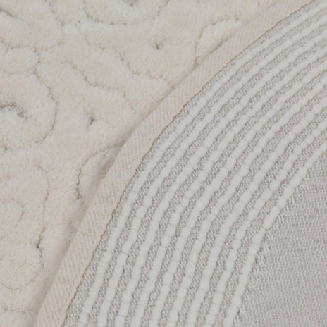 set 2 covorase baie ovale bumbac Alessia Home Piante Ecru cu model in relief si verso textil finisat