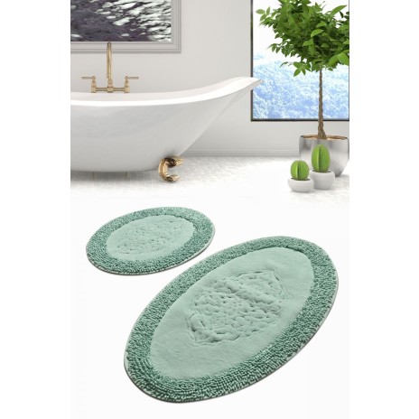 Set 2 covorase baie bumbac, Alessia Home, Piante Oval - Verde menta