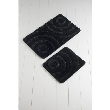 Set 2 covorase baie, Alessia Home, Wave - Black(Negru)