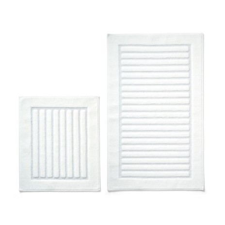 Set 2 covorase baie bumbac 100%, model cu linii, Alanur Home, Ecru