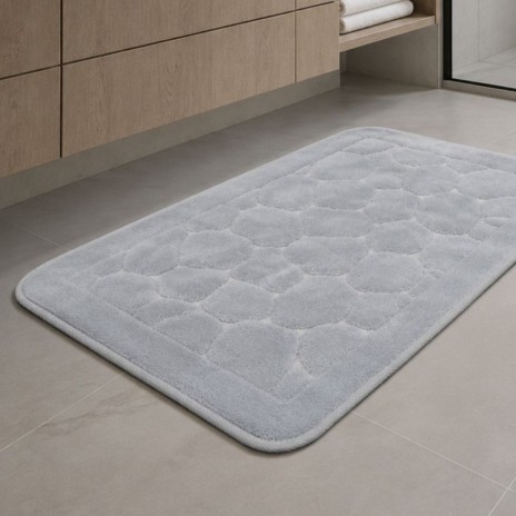set 2 covorase baie bumbac Parma Gri Tropik Home cu model embosat tip piatra