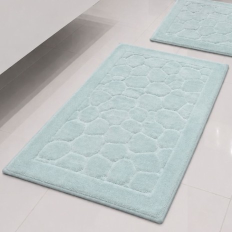 set 2 covorase baie bumbac Parma Verde Menta Tropik Home cu model embosat tip piatra