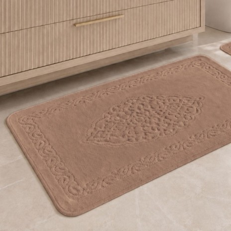 Set 2 covorase baie Tropik Home Elite maro din bumbac cu model embosat