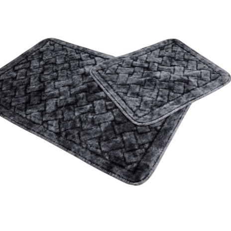 Set 2 covorase baie Tropik Home geometric antracit, din bumbac cu model embosat
