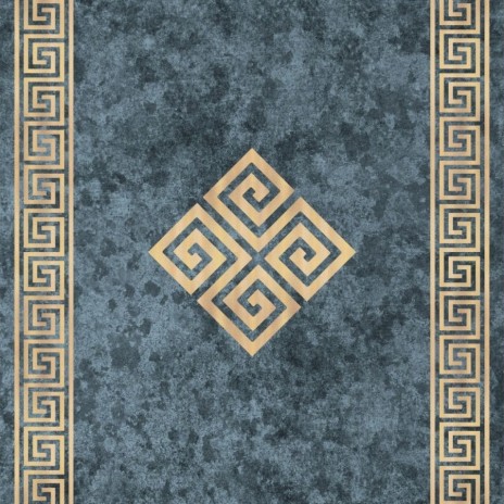 Set 2 covorase baie catifelate cu imprimeu geometric turcoaz bej, antiderapante