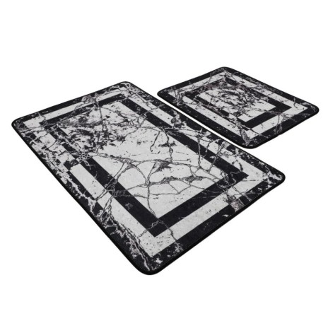 Set 2 covorase baie dreptunghiulare, Chilai Home, Marmor Black