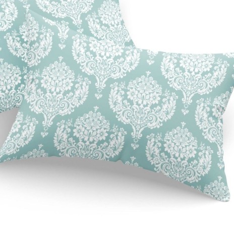 Set fete de perna 50x70 cm policoton Baroc Verde Menta cu model clasic in stil baroc