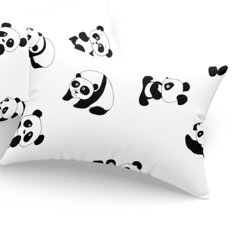 Set fete de perna 50x70 cm policoton Panda Alb cu imprimeu jucaus de ursuleti