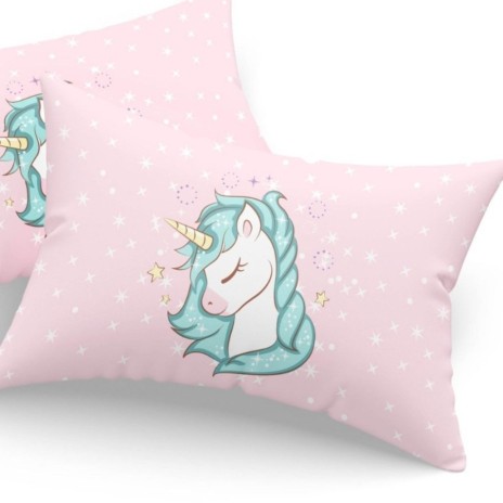 Set fete de perna 50x70 cm policoton Unicorn cu design magic pe fundal roz