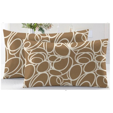 Set de două fețe de pernă Cafeo Brown 50x70 cm din bumbac 100%, cu design geometric modern în nuanțe de maro