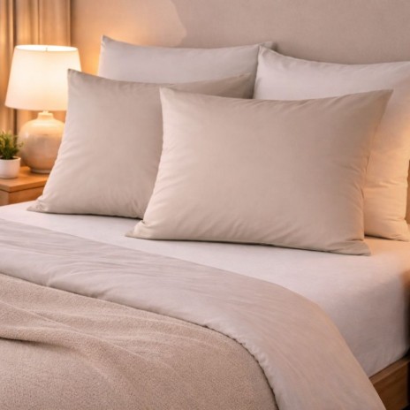 Set 2 fete perna 50x70 cm bumbac 100% ranforce 144TC First Choice bej