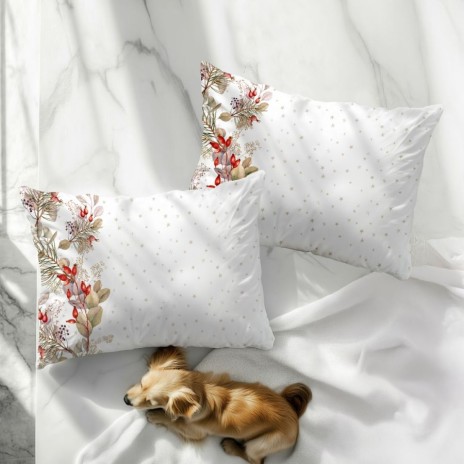 Set 2 fete de perna Craciun Tisa 50x70cm din bumbac 100% cu crengute si stele aurii