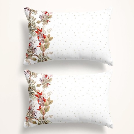 Set 2 fete de perna Craciun Tisa 50x70cm din bumbac 100% cu crengute si stele aurii