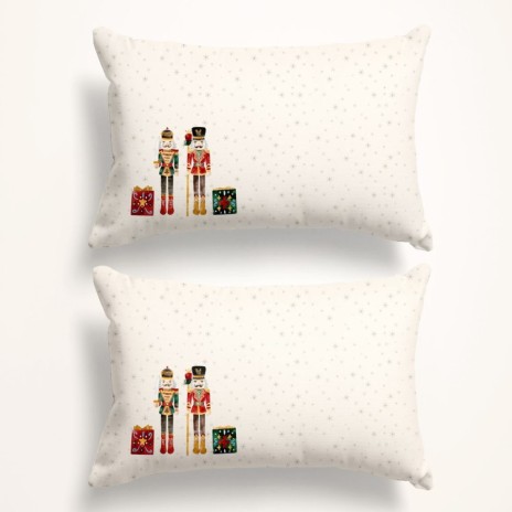 Set 2 fete de perna Craciun Nutker 50x70cm din bumbac 100% cu imprimeu Spărgătorul de Nuci