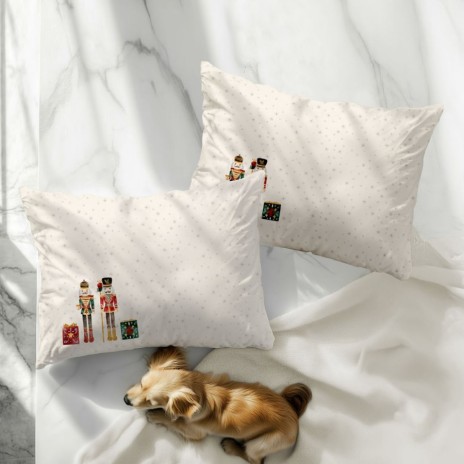 Set 2 fete de perna Craciun Nutker 50x70cm din bumbac 100% cu imprimeu Spărgătorul de Nuci