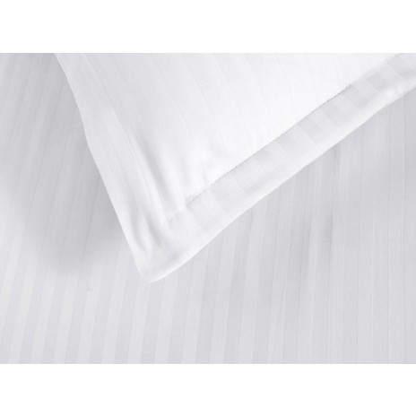 Set 2 fete de perna damasc dublu satinat dunga 1cm, 50x70 cm, alb