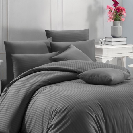 Set 2 fete perna bumbac satinat50x70cm,Nazenin Home,Line Antracit