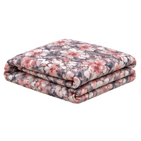 Set 2 piese Joly Ecru floral cu flori roz somon si gri, cearsaf pilota 160x220 cm si fata de perna 50x70 cm