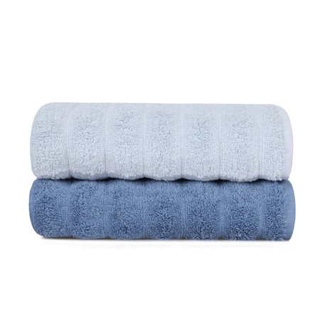 Set 2 prosoape 50x90cm bumbac 100%, BHPC, 406 Blue/Light Blue