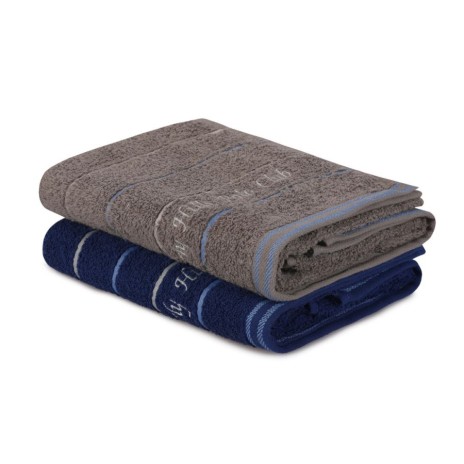 Set 2 prosoape 50x90cm bumbac 100%, BHPC, 407 Gri/Bleumarin