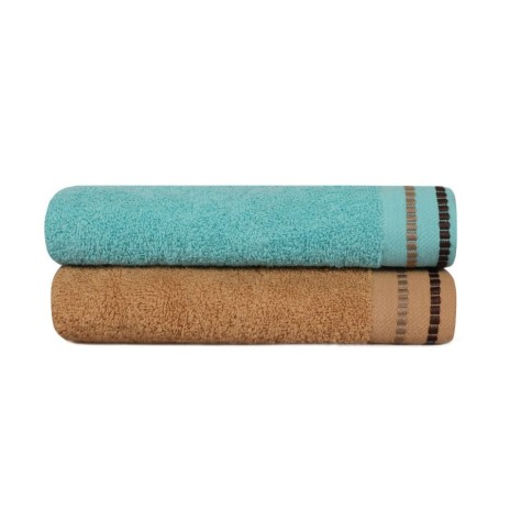 Set 2 prosoape 50x90cm bumbac 100%, BHPC, 408 Bej, Bleu