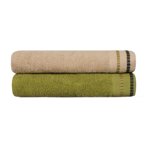 Set 2 prosoape 50x90cm bumbac 100%, BHPC, 408 Kaki, Crem
