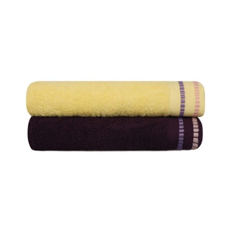Set 2 prosoape 50x90cm bumbac 100%, BHPC, 408 Purple, Yellow