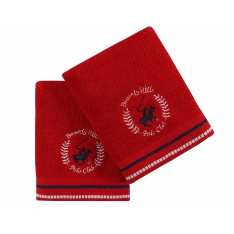 Set 2 prosoape 50x90cm bumbac 100%, BHPC, 408 Red