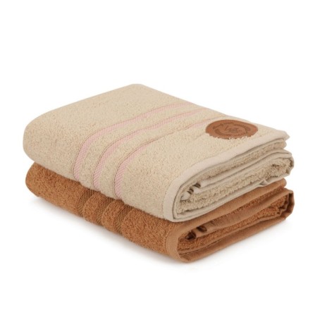 Set 2 prosoape 50x90cm bumbac 100%, BHPC, 411 Bej, Maro