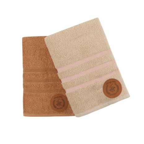 Set 2 prosoape 50x90cm bumbac 100%, BHPC, 411 Bej, Maro
