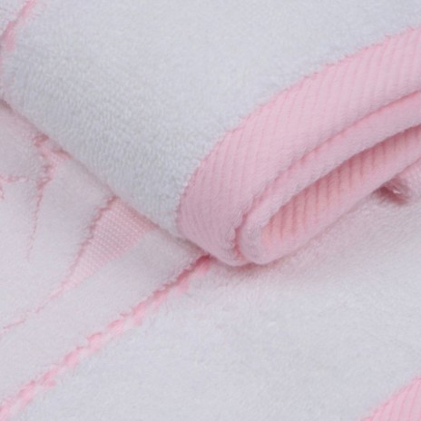 Set 2 prosoape bumbac 50x90 Sultan Alb Roz Hobby Home cu bordura jacquard