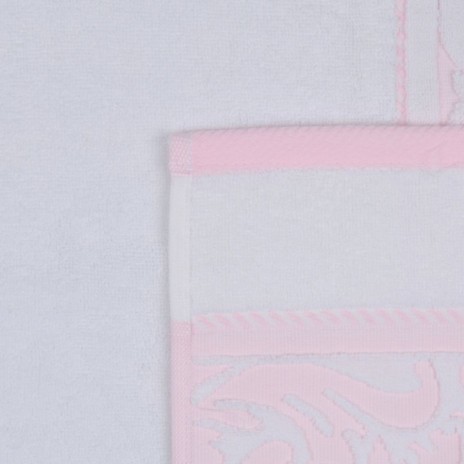 Set 2 prosoape bumbac 50x90 Sultan Alb Roz Hobby Home cu bordura jacquard