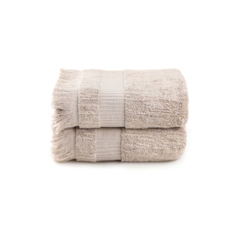 Set 2 prosoape 50x90cm bumbac 100% cu franjuri, Hobby Home, Zeus maro deschis