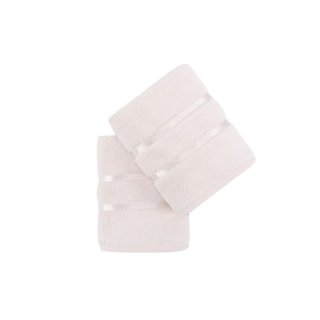 Set 2 prosoape bumbac 100% microcoton crem, Hobby Home cu dungi satinate