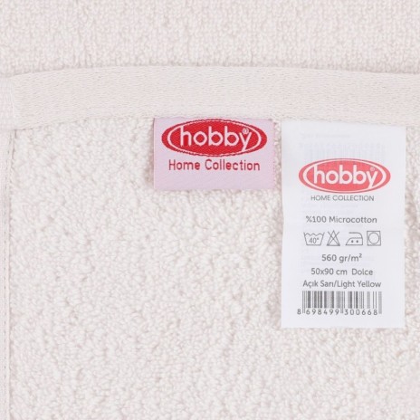 Set 2 prosoape bumbac 100% microcoton crem, Hobby Home cu dungi satinate