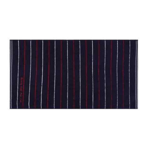 Set 2 prosoape Beverly Hills Polo Club 70x140cm bumbac 100%, bleumarin cu dungi albe și roșii, densitate 480g/mp