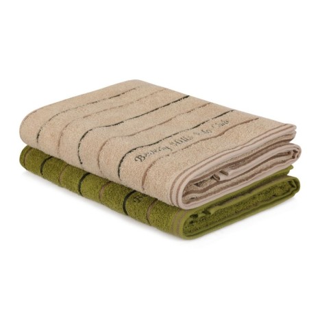 Set 2 prosoape 70x140cm bumbac 100%, BHPC, 407 Crem/Kaki