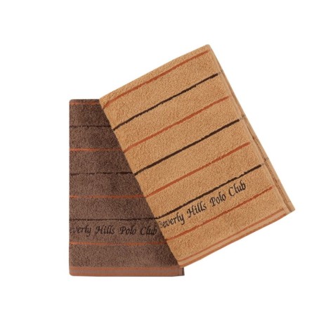 Set 2 prosoape 70x140cm bumbac 100%, BHPC, 407 Maro, Caramel