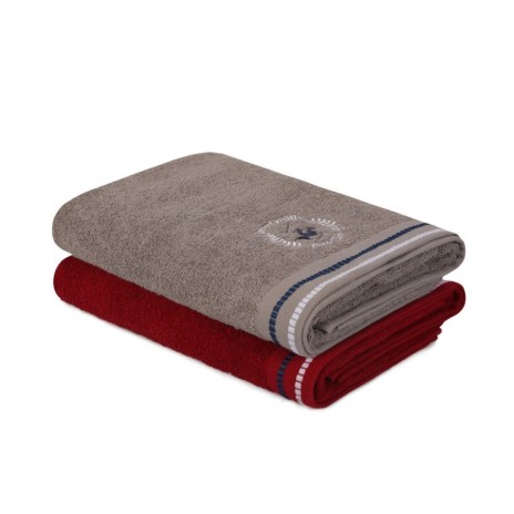 Set 2 prosoape 70x140cm bumbac 100%, BHPC, 408 Bordo, Gri