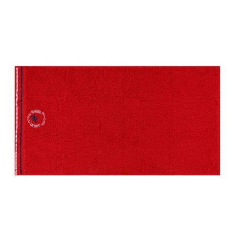 Set 2 prosoape Beverly Hills Polo Club 70x140cm bumbac 100%, roșu, cu emblemă BHPC, densitate 450g/m