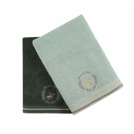 Set 2 prosoape Beverly Hills Polo Club 70x140cm bumbac 100%, verde, densitate 450g/mp